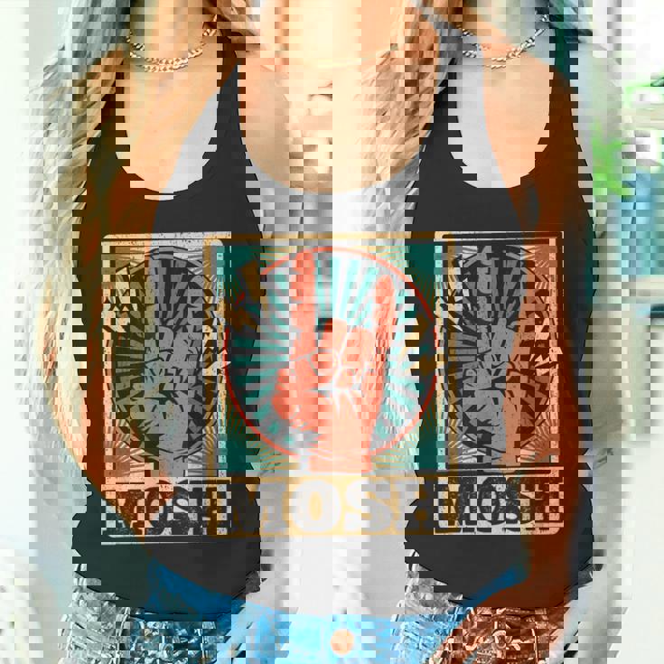 レトロなヴィンテージサインオブザホーンモッシュヘビーロックミュージック タンクトップ