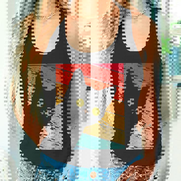 レトロな黒猫、ヴィンテージスタイルの黒猫。 タンクトップ