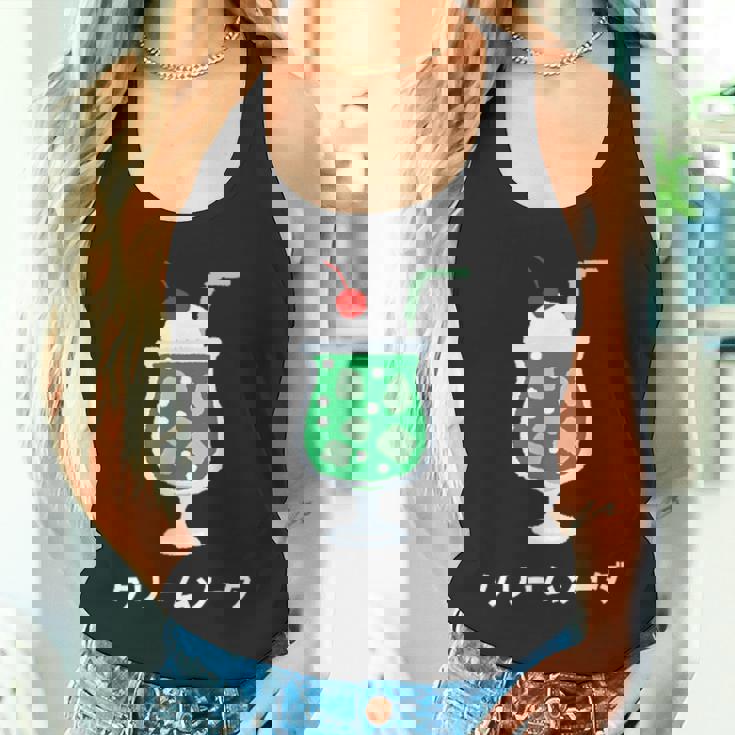 レトロジャパニーズグリーンクリームソーダジュースドリンクジャパン 70年代 80年代 タンクトップ