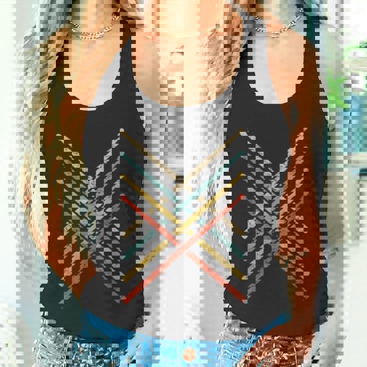 レトロヴィンテージドラマー 70年代 80年代 アンティーク調ドラムスティック タンクトップ