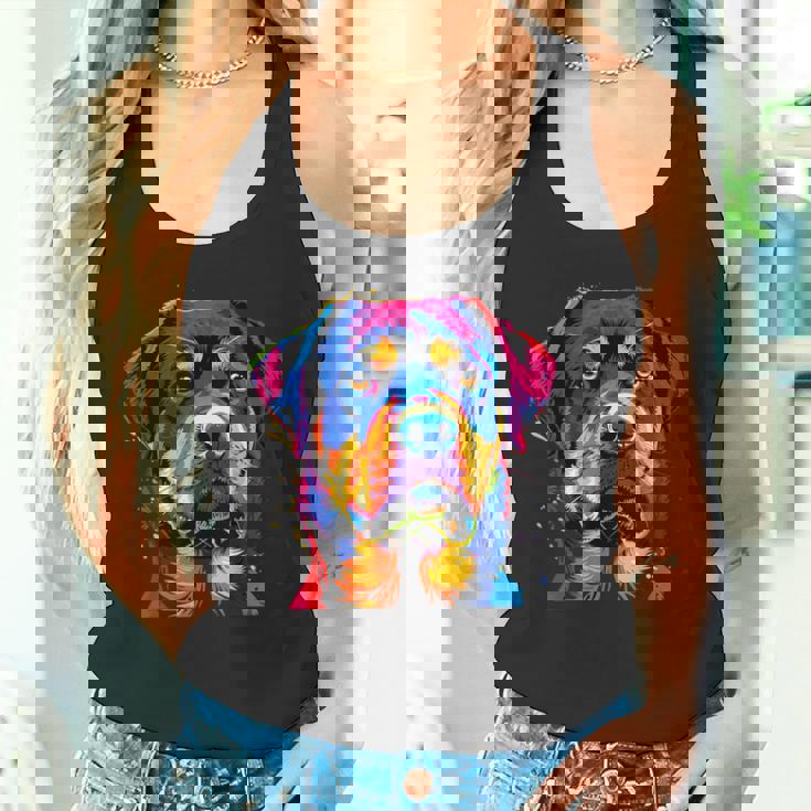 ロットワイラー 犬 カラフル ポップアート 犬の誇り ロットワイラー タンクトップ