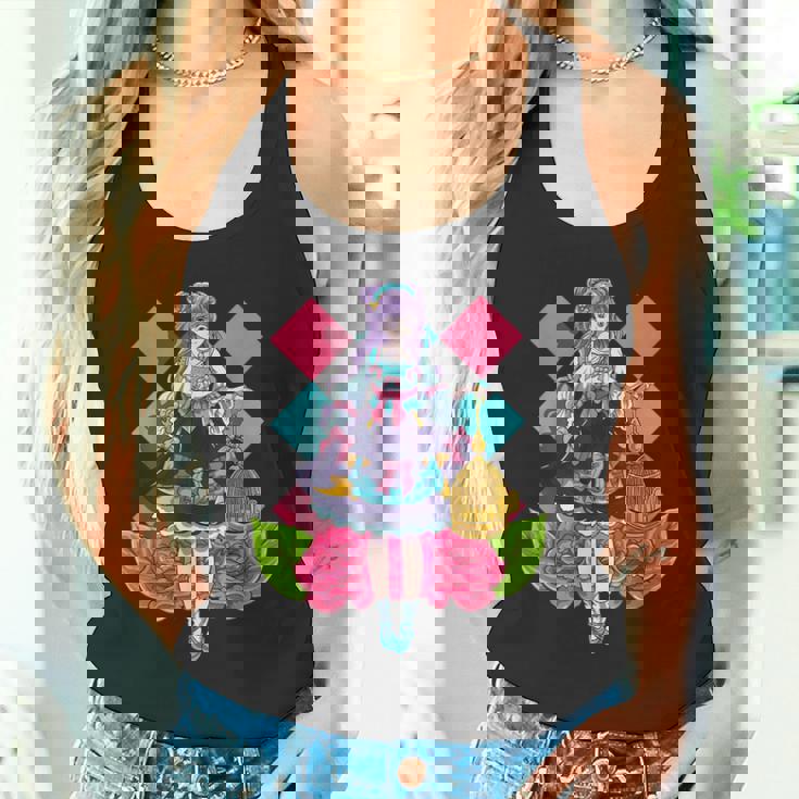 ロリータファッションをテーマにした鳥かごアニメデザイン タンクトップ