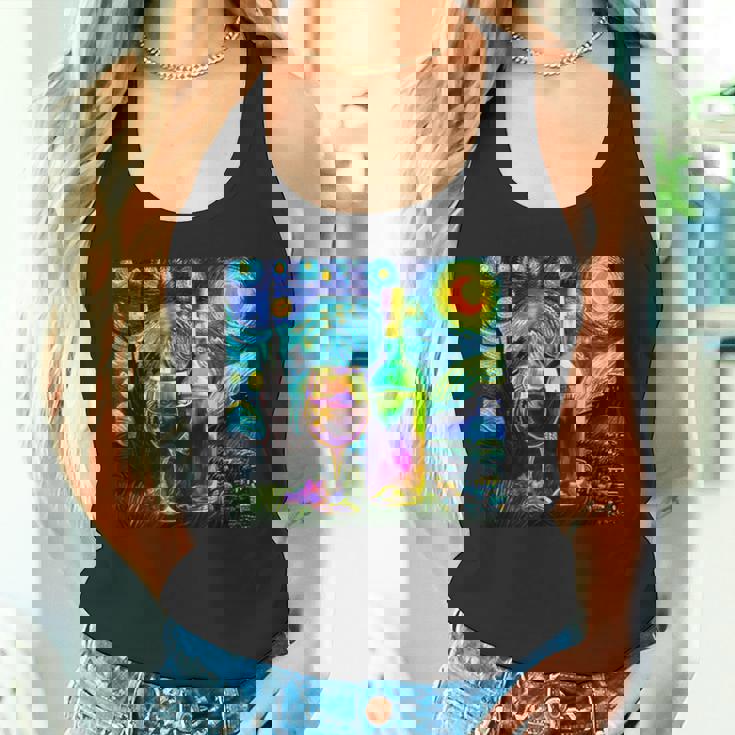 ワイン 酒 面白いtシャツ ゴッホ 星月夜 飲み おもしろ 飲み会 のんべえ メンズ 居酒屋 ネタ タンクトップ