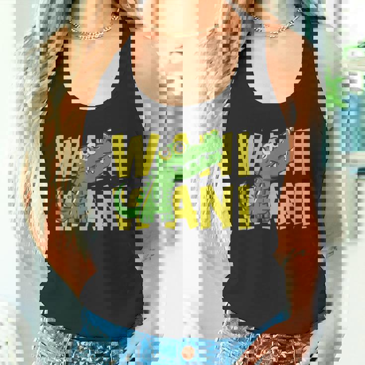 ワニ 鰐 クロコダイル イラスト 爬虫類 おもしろ かわいい おしゃれ ワニ好き タンクトップ