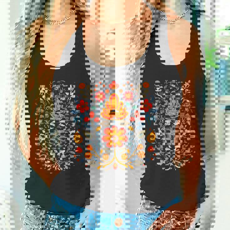 ヴィシヴァンカ キリル文字刺繍 国民的 民族的 花 異教の タンクトップ