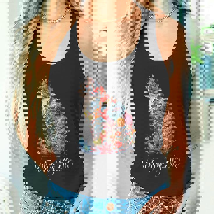 ヴィンテージ 2000 花柄 花 猫好き 24時間 誕生日 タンクトップ