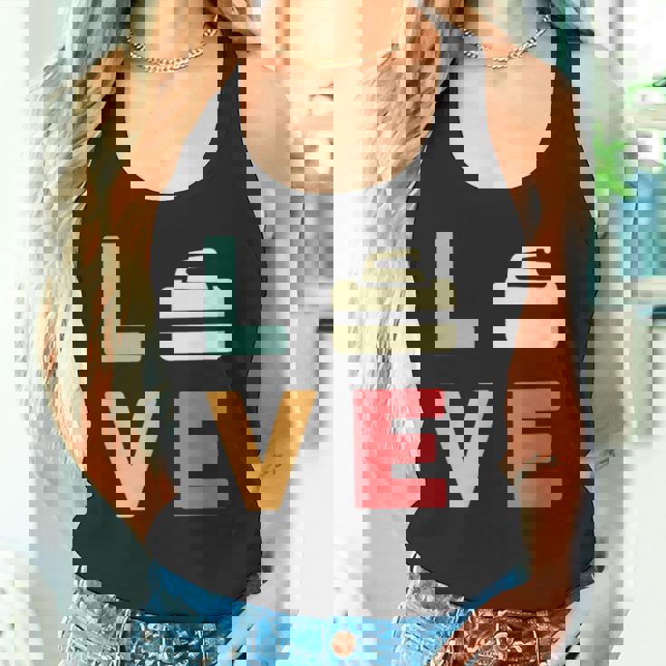 ヴィンテージ I Love Curling Curling Lover レトロカーリング タンクトップ