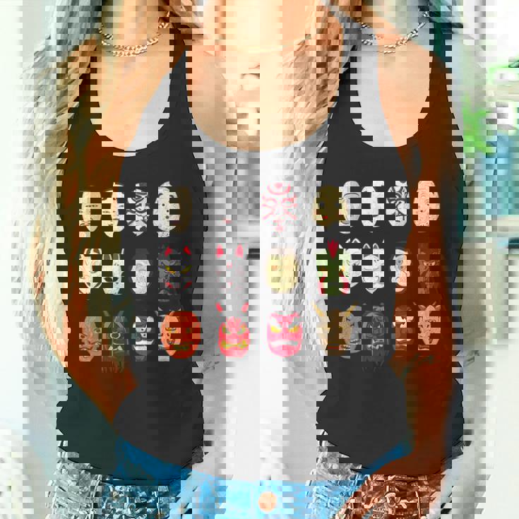 ヴィンテージ グラフィカル 日本 アート 天狗 きつね ひょっとこ マスク タンクトップ