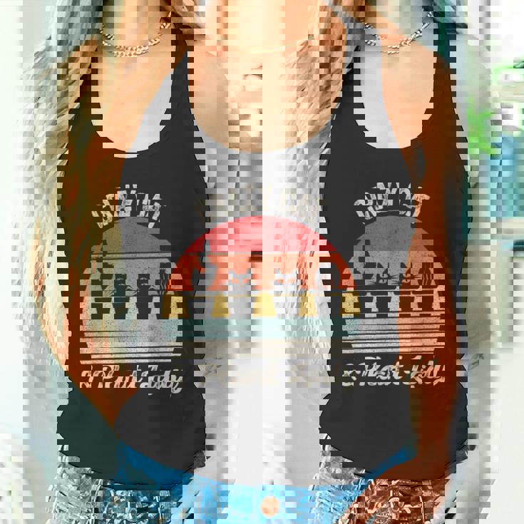 ヴィンテージ レトロ クレイジー キャット & プラント レディ サボテン 多肉植物 ママ タンクトップ