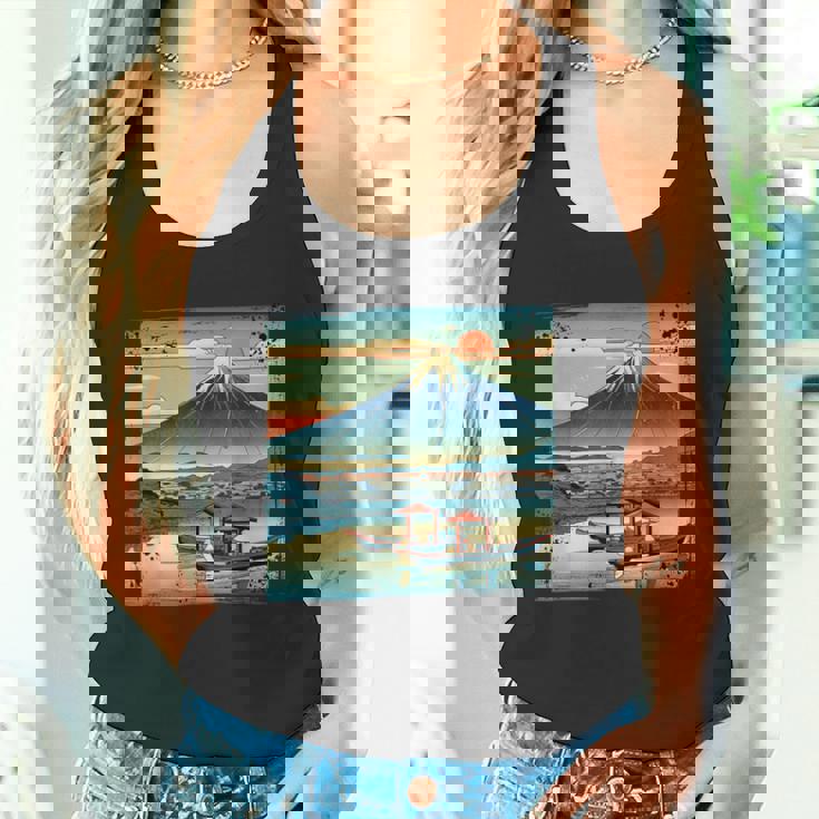 ヴィンテージ 日本の富士山 山に昇る太陽 タンクトップ