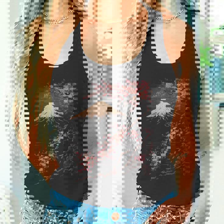 ヴィンテージ 桜 富士山 日本アート 日本 グラフィック タンクトップ