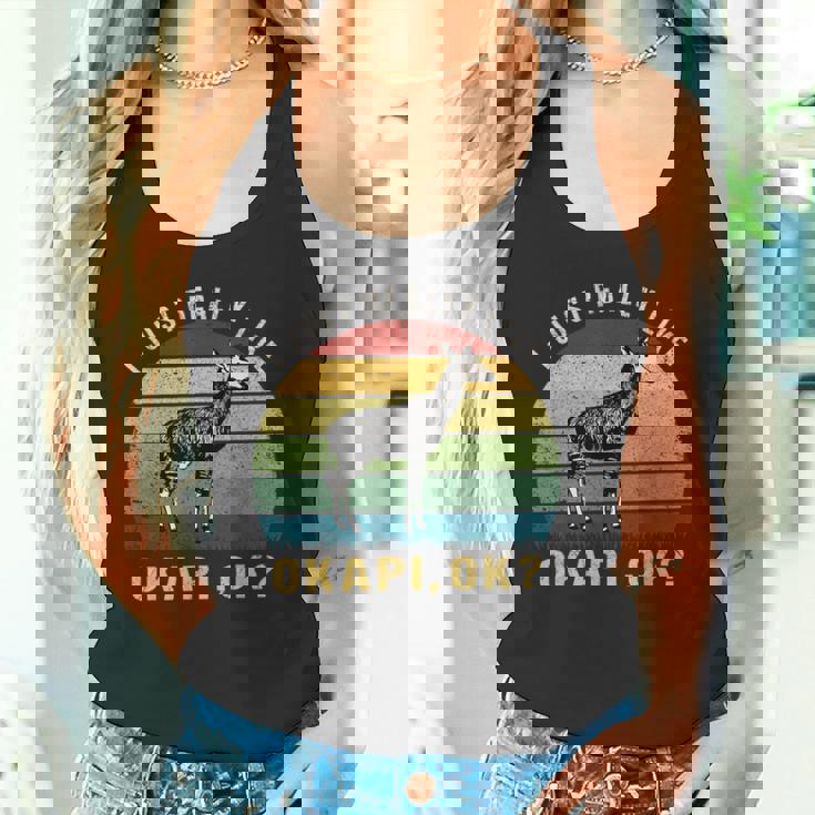 ヴィンテージレトロオカピ動物tシャツ I Just Really Like Okapi Ok タンクトップ