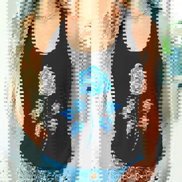 一輪挿し 青いバラ かわいい 青いバラ 花 ガーデニング タンクトップ