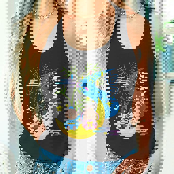 七夕、天の川、着物、日本祭りかわいい、星、日本の伝統的なお祭り、夏、夏休み、日本人形 タンクトップ