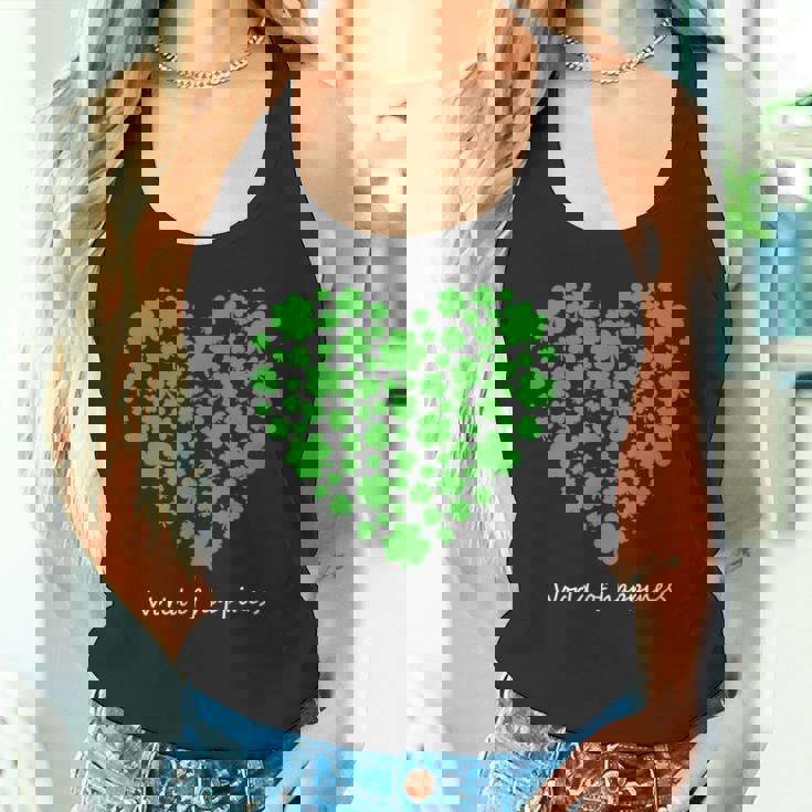 世界中の幸せを願う 可愛い ハート クローバー 反戦 平和 タンクトップ