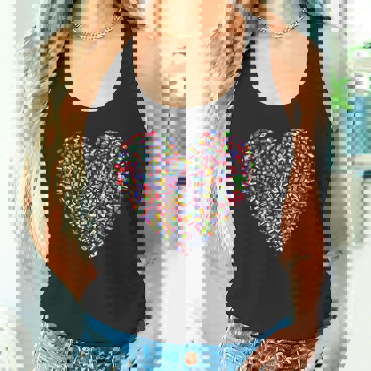 世界国旗 ハート タンクトップ