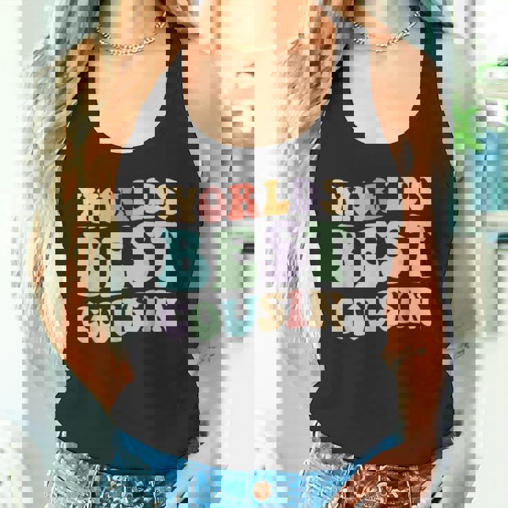 世界最高のいとこレトログラフィック – 楽しくカラフルないとこ タンクトップ