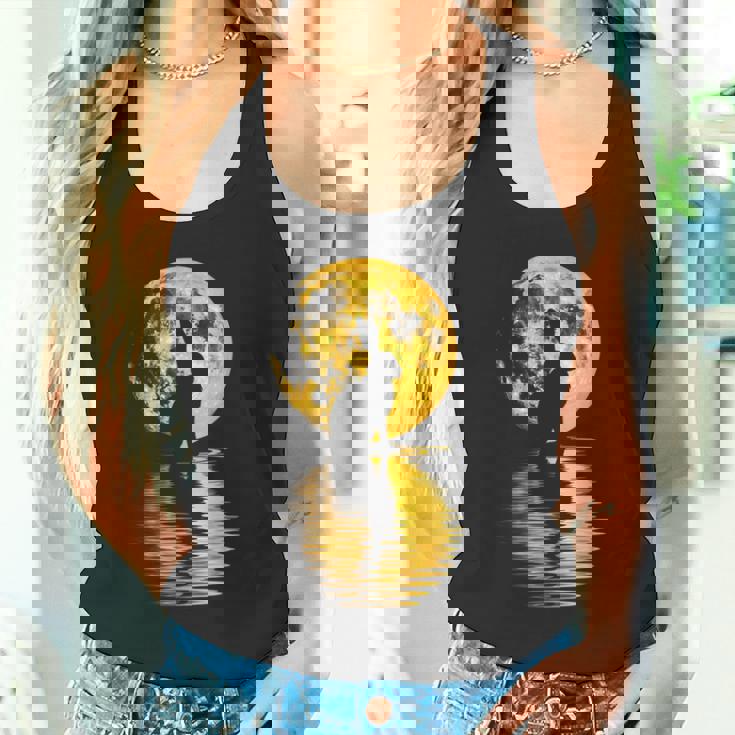 中秋節月 うさぎ シルエット 月餅 恋人 タンクトップ