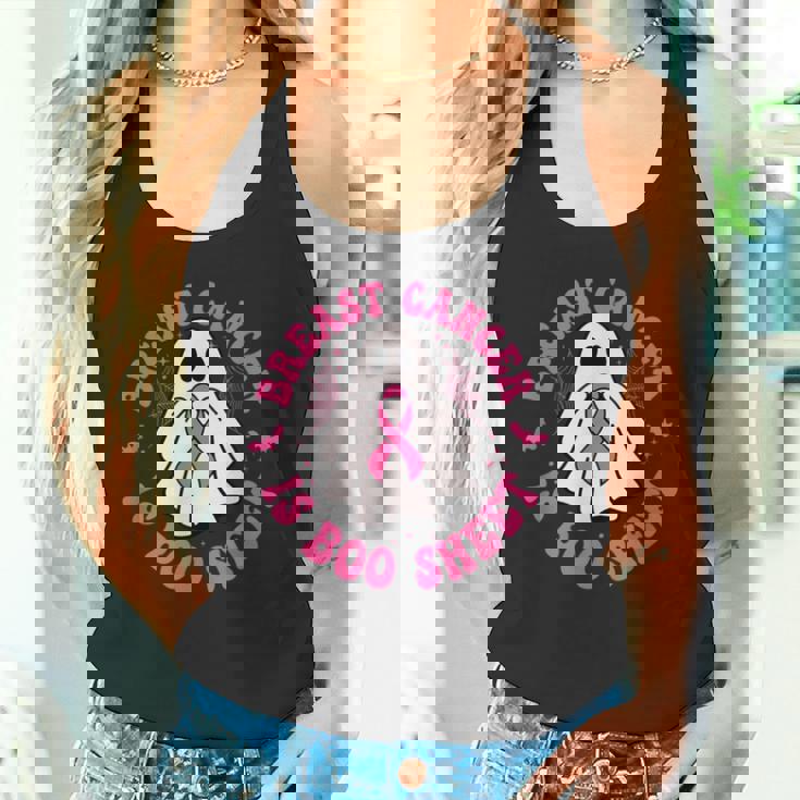 乳がんはブーシート ゴースト ピンクリボン ハロウィン タンクトップ