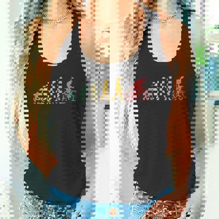 人類の進化 自転車好き ロードバイク クロスバイク サイクリング サプライズ おもしろ レトロ 自転車 タンクトップ