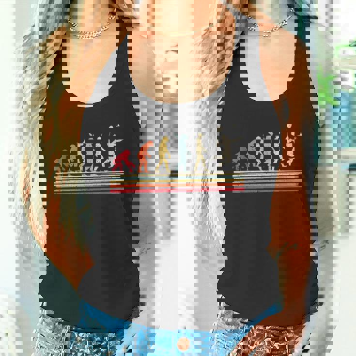 人類進化 バドミントンデザイン タンクトップ