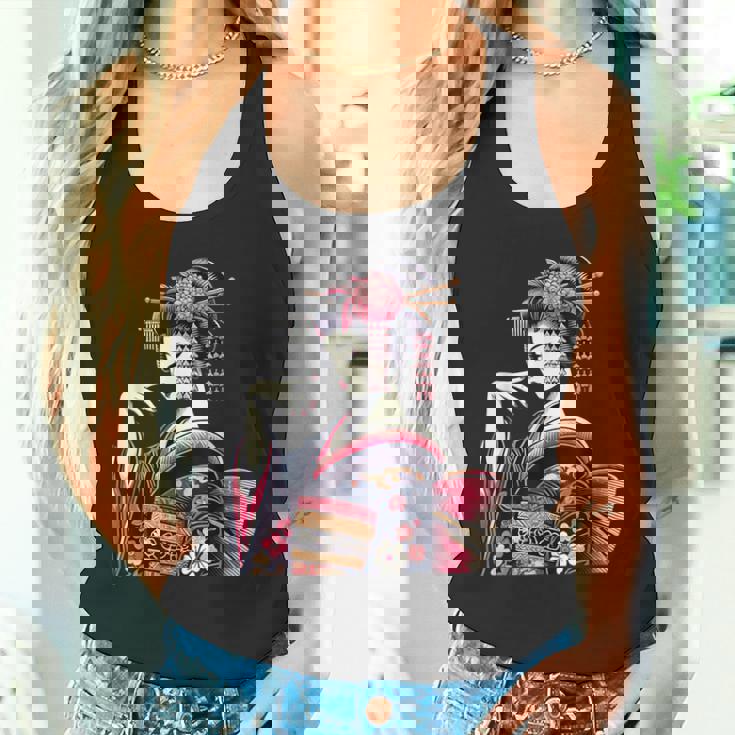 伝統的な着物のエレガントな日本の芸者のイラスト タンクトップ