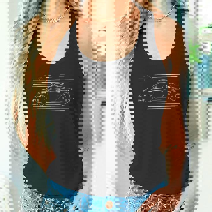 伝説のスポーツカーtシャツ アイコニックな911シルエットデザイン タンクトップ