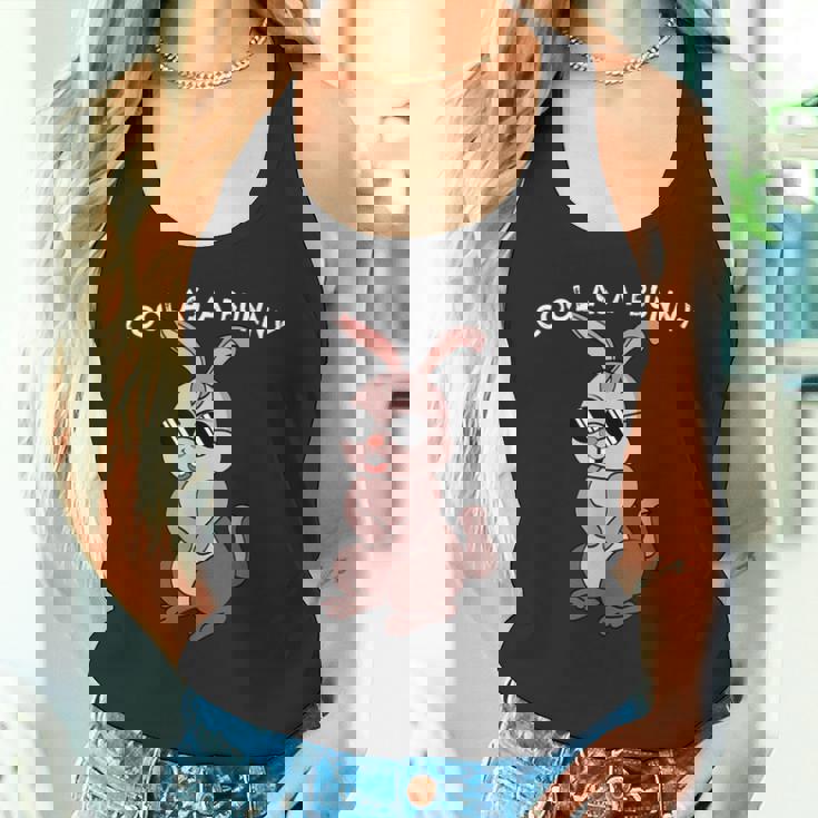 兎 ウサギ メガネ サングラスtay Cool Dog レトロ おもしろ かわいい イラスト タンクトップ