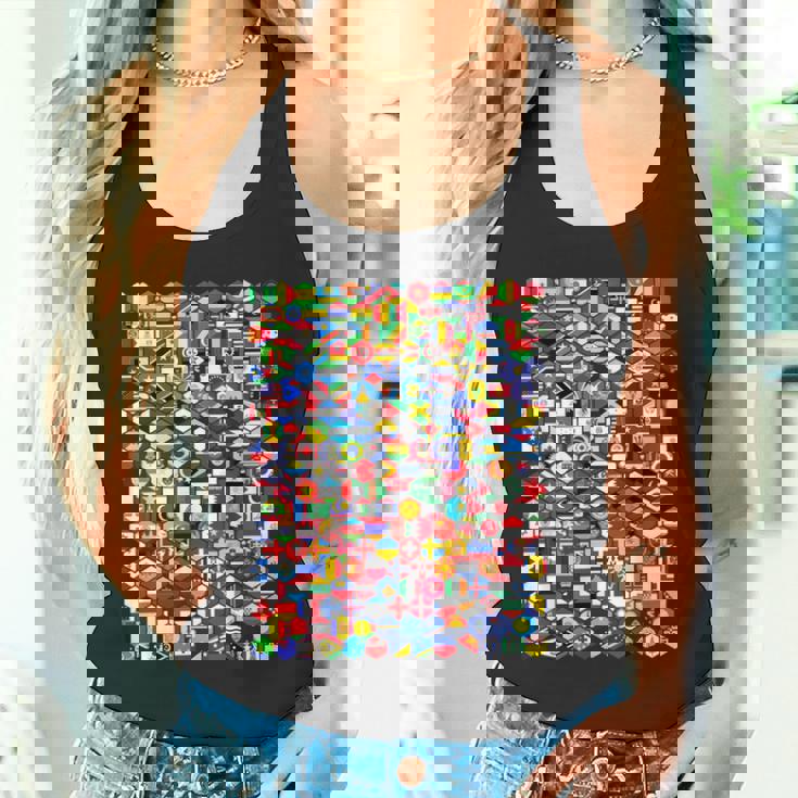 六角形の世界旗、国旗tシャツ タンクトップ