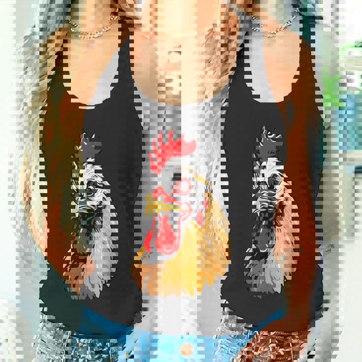 動物愛好家のための大胆な農場の鶏の頭のアート タンクトップ