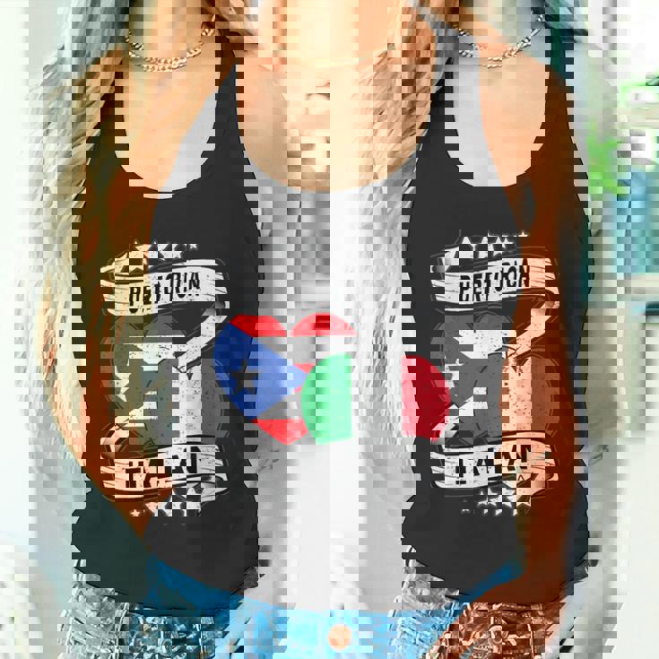 半分イタリア半分プエルトリコの国旗 ハート イタリア プエルトリコ タンクトップ