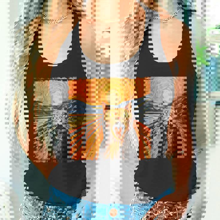 叫ぶ猫、エドヴァルド・ムンク風、面白い猫 タンクトップ