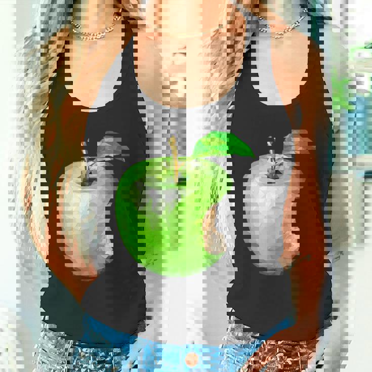 噛まれた青リンゴのイラスト タンクトップ