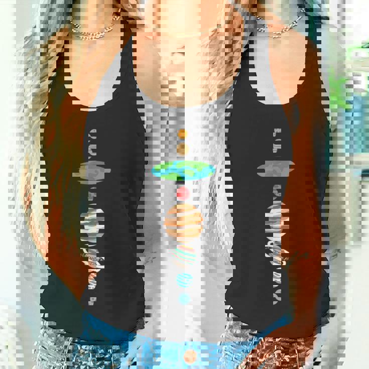 地球平面説太陽系 タンクトップ