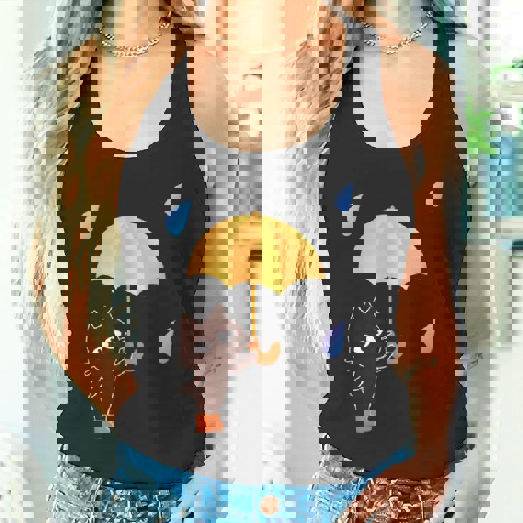 大人かわいい絵本の猫 雨の日 タンクトップ