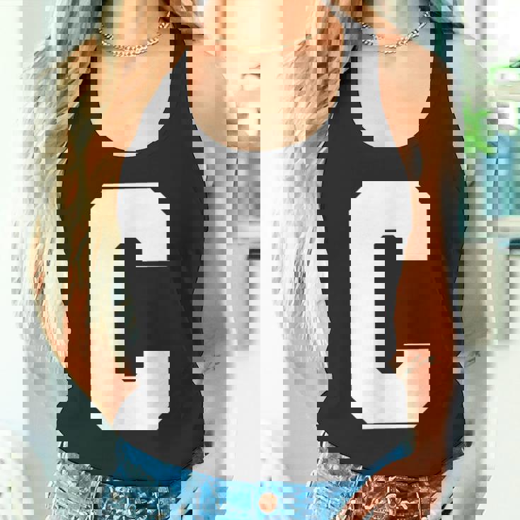 大文字 C アルファベット モノグラム イニシャル タンクトップ