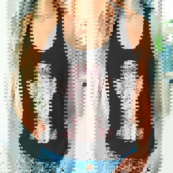 天使の羽を持つ膝の上の美的天使を祈る タンクトップ