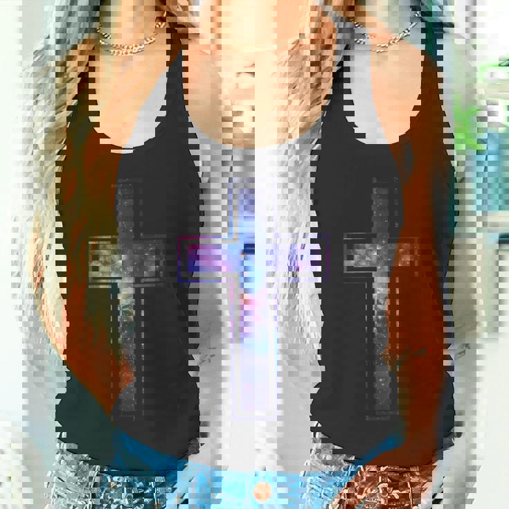 天空のシルエット信仰星銀河クリスチャンクロス タンクトップ