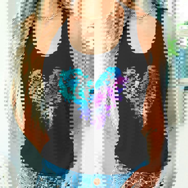 宇宙 ウーパールートル かわいいウーパールーパー ハート 水彩 ウーパールーパー タンクトップ