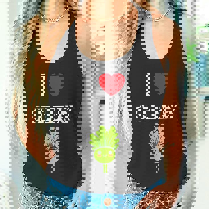 小さな野菜 セロリ ミニマリスト かわいい シンプル セロリ I Love Celery タンクトップ