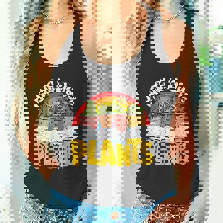 平和 愛&植物 レトロ レインボー 多肉植物 植物庭師 タンクトップ