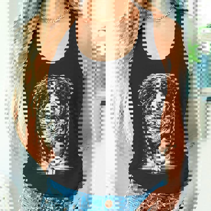 幸せなポーズでかわいいバーニーズマウンテンドッグ タンクトップ