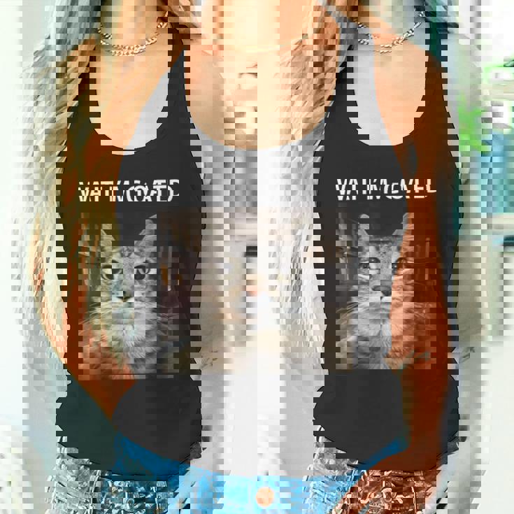 待ってよヤギの愚かな猫のミーム タンクトップ