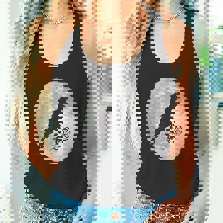 恐竜 ダイナソー 面白いtシャツ ティラノサウルス 月と自転車 サイクリング アート メンズ 子供 おもしろ 服 ネタ タンクトップ