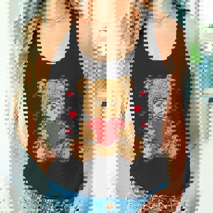 愛らしいハート付きテディベア ラブぬいぐるみ タンクトップ