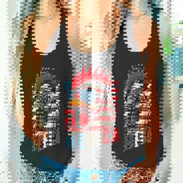 愛国心が強いチキンメリカ アメリカ国旗 鶏好き 7月4日 タンクトップ