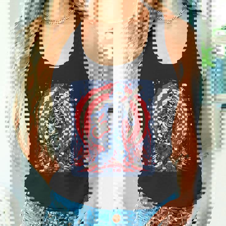 愛国的なスケルトン ロックンロールミュージック アメリカンスタイル タンクトップ