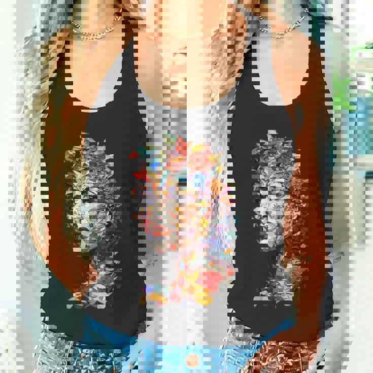 抽象的 カラフルである 花 女 芸術 顔 タンクトップ