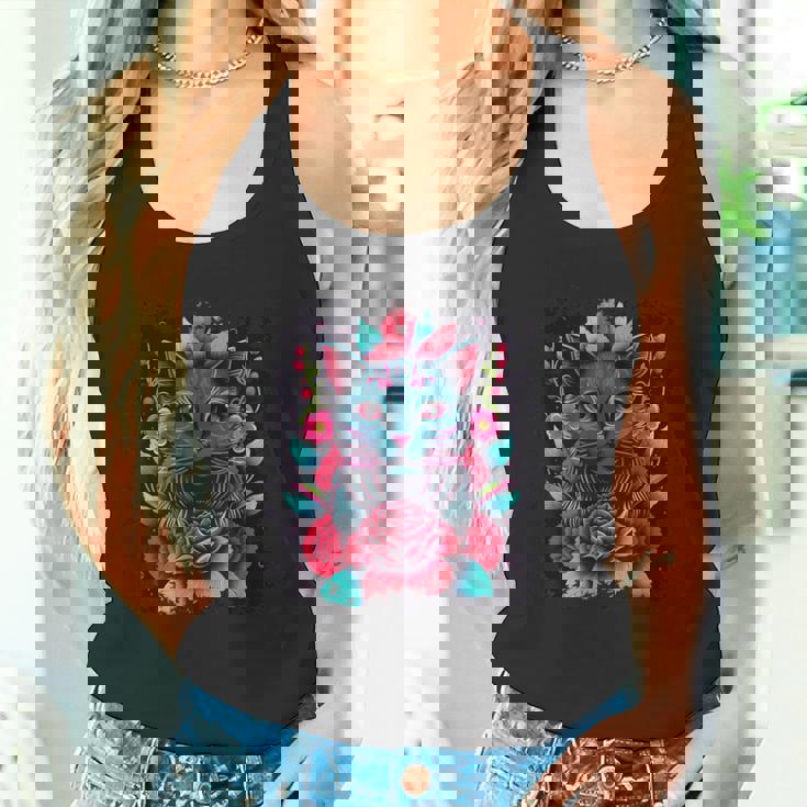 抽象的な猫ポップアートグラフィティ タンクトップ