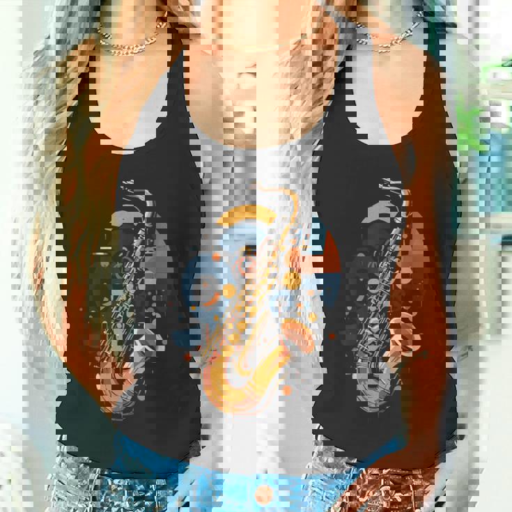 抽象音楽家 ジャズ サックス プレーヤー カラフル タンクトップ